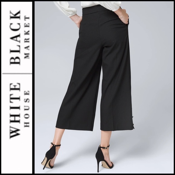 NWT WHBM Luxe Textured Wide Leg Crop Pants - Picture 4 of 8